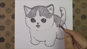Как нарисовать милую кошку шаг за шагом, наше хобби рисования карандашом, легкие идеи