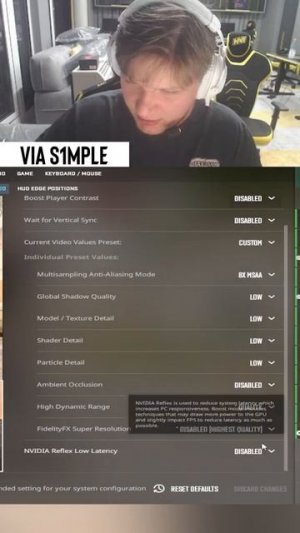 Симпл показывает свои настройки в КС2🔥 #s1mple #simple #s1mplebes