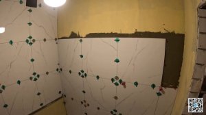 УКЛАДКА КЕРАМОГРАНИТА 60/60 НА СТЕНЫ В САНУЗЛАХ #ремонтв