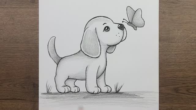 Как нарисовать милую собаку карандашом - Урок рисования милой собаки для начинающих, шаг за шагом смотреть онлайн