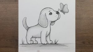 Как нарисовать милую собаку карандашом - Урок рисования милой собаки для начинающих, шаг за шагом