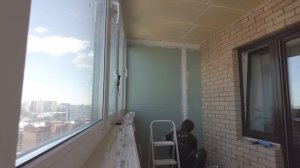 Утепление. Отделка в гипсокартон под покраску. #балкон