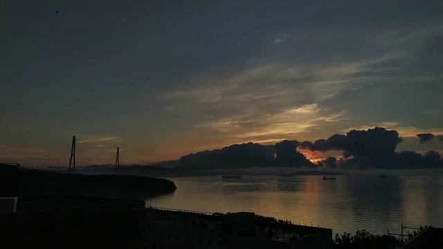 Dawn Vladivostok Golden Bridge - Рассвет Владивосток русский остров