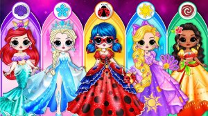 Что, если Эльза, Божья Коровка и Ариэль станут модными принцессами в виде бумажных кукол своими рука