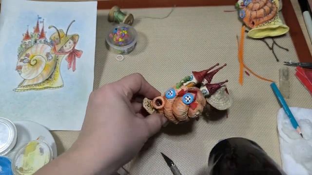 Ватная игрушка УЛИТОЧКА ХОЗЯЮШКА   Урок 12  Делаем окош?