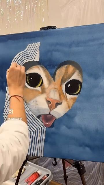 Киска продается😉 60*60см. Акрил на холсте и подрамнике # смотреть онлайн