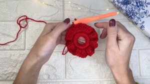 Объемная резинка для волос крючком | Резинка своими ру