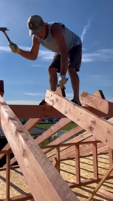 Сип дом. Монтаж страпильной под двускатную крышу. #shorts смотреть онлайн