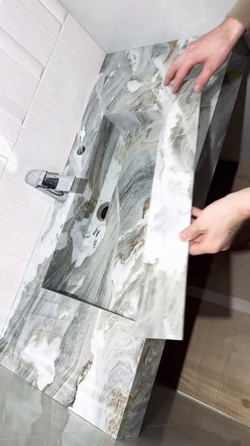 Установка очередной раковины из керамогранита. #раков смотреть онлайн