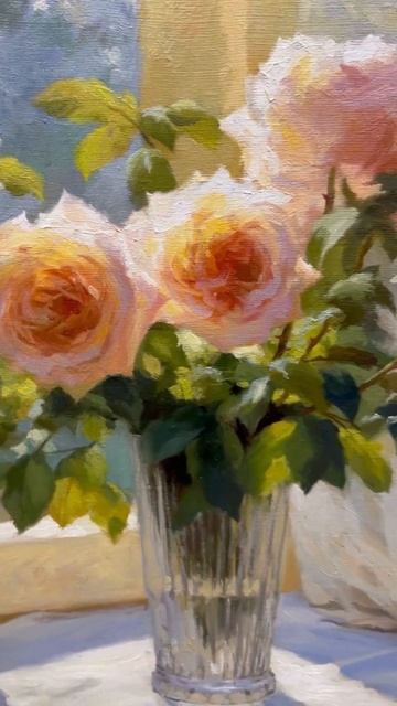 Картина маслом на холсте «Розы на окне» 60х70. Цена 75.000 р смотреть онлайн