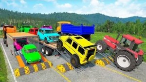 Перевозка вагонов с бортовым прицепом на грузовике - Спидбампы против машин против поезда