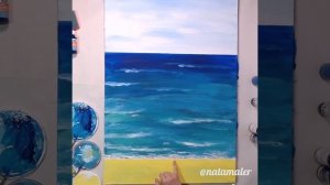 Рисую океан акриловыми красками
