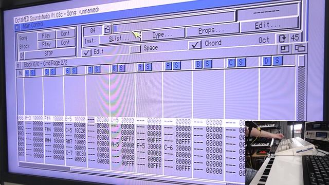 Amiga _ OctaMED MIDI_ Making Oldskool UK Piano House Walkthrough (S3000XL, Integra 7, V-Synth)