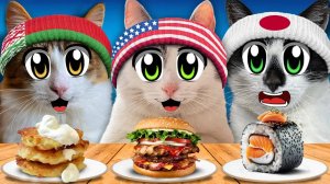 🐱 Коты vs Мировая кухня! Плов, пицца и креветки в кляре! 🌍