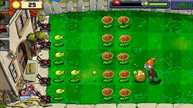 Прохождение Plants VS Zombies уровень 4