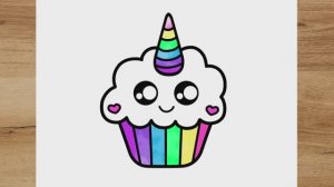 КАК НАРИСОВАТЬ КЕКС С ЕДИНОРОГОМ В СТИЛЕ KAWAII