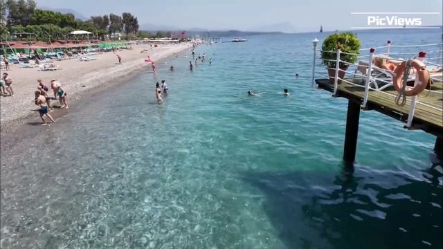 Турция, Кемер. ПЛЯЖ у отеля LIMAK LIMRA HOTEL & RESORT 5*. Море и погода в Июне в Турции Сезон смотреть онлайн