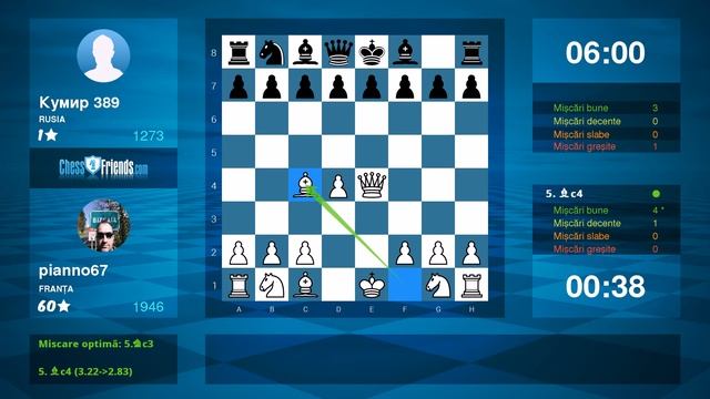 Chess Game Analysis: pianno67 - Кумир 389 : 1-0 (By ChessFriends.com) смотреть онлайн