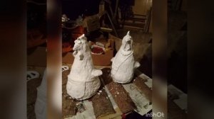 курочки из цемента,фигуры для сада своими руками.
