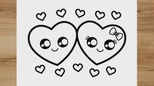 КАК НАРИСОВАТЬ ДВА ЛЮБИМЫХ СЕРДЦА В СТИЛЕ KAWAII