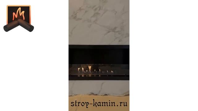 Биокамин, оформленный в белый керамогранит под мрамор