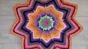 ДЕВЯТИУГОЛЬНЫЙ КОВРИК! Использую ОСТАТКИ ПРЯЖИ!