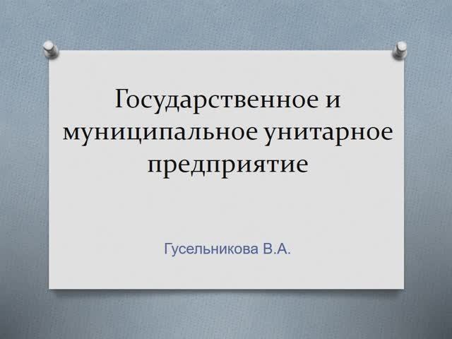 Государственное и муниципальное унитарное предприятие смотреть онлайн