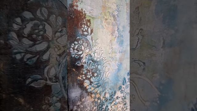 Коллаж из штукатурки, красок, песка и перламутра смотреть онлайн