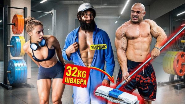 ЭЛИТНЫЙ пауэрлифтер АНАТОЛИЙ Использует 32-килограммовую швабру | Притворился УБОРЩИКОМ в СПОРТЗАЛЕ