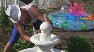 Установка фонтана, сделанного моими руками, подробно.