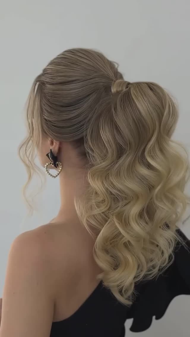 Красивый вечерний хвост на выход #прическа #укладка #волосы #хвост