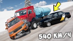 ЛЕДЯНОЙ СПУСК С ГОРЫ БЕЗ ТОРМОЗОВ НА МАКСИМАЛЬНОЙ СКОРОСТИ В BEAM NG DRIVE