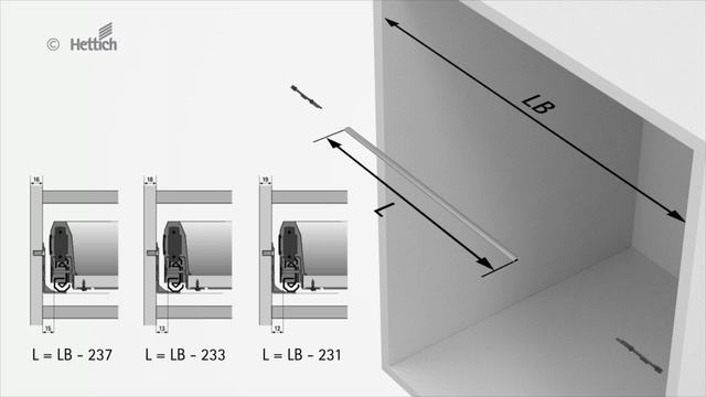 Монтаж синхронизирующей штанги Push To Open Silent для выдвижного ящика HETTICH ArciTech смотреть онлайн