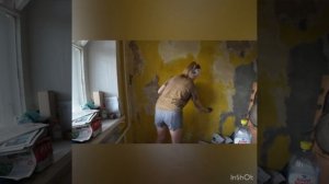 Как удалить легко побелку со стены без пыли #ремонтвхр