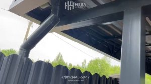 Односкатный металлический навес с хозблоком