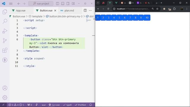 14. Снаружи внутрь: слоты компонентов (component slots Vue 3)