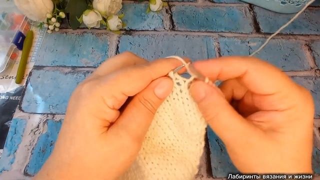 Мини косынка/ вяжем спицами. смотреть онлайн