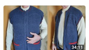 Мужской жилет "Персей", спицами. 🙋♂️