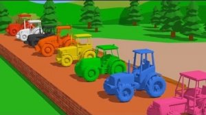 Деревянный лифт и трактор запрыгивают прямо в бак с краской - Разноцветные транспортные средства