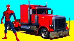 Мультики про Большие Цветные Машины Грузовики Мультики для Детей про Человек Паук