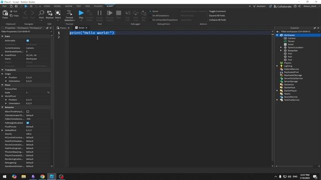 RobloxStudio - Базовое обучение LUA + Роблокс #2 Первый Скрипт