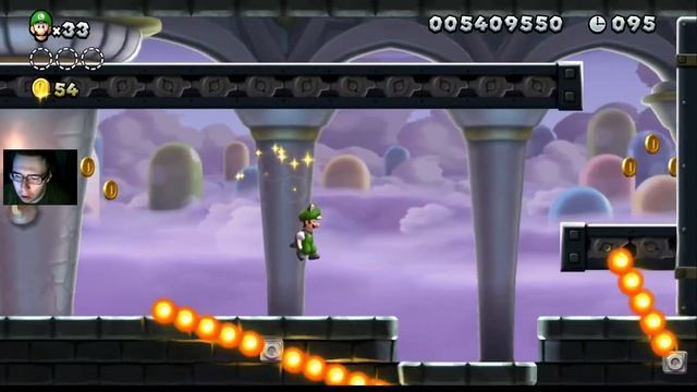 прохождение NSMB U Deluxe  New Super Luigi U 15 одуванчиковые облака ч.2