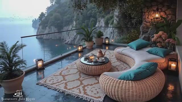 Balcony Jazz Beachfront _ Gentle Morning Jazz Haven In Peaceful Coffee Ambience To Study & Work смотреть онлайн