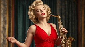 Саксофон Леди в красном