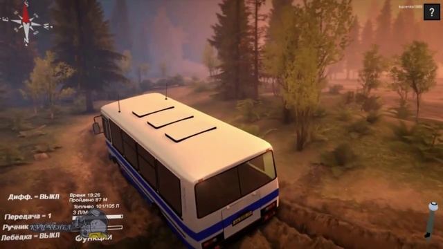 Автобусы СССР и России ПАЗ 3205 на бездорожье в игре SpinTir смотреть онлайн