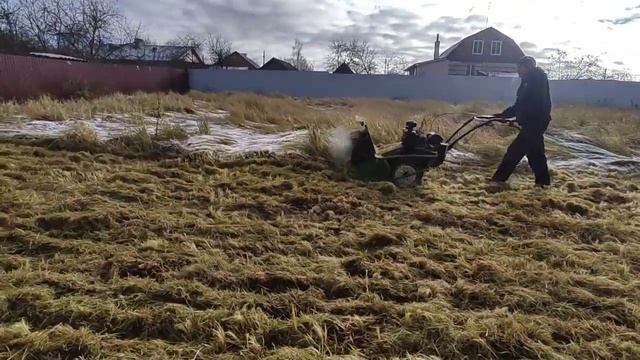 15 соток Дизельным мульчером первый снег