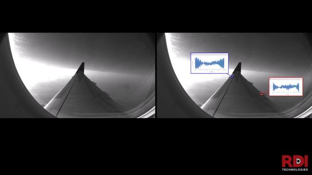 Измерения значений вибрации крыла самолета в движени?