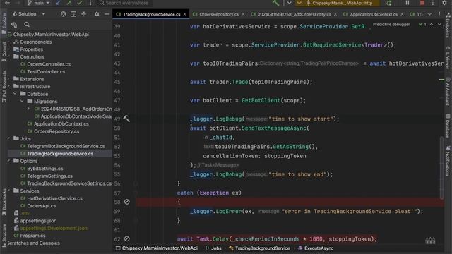 Торговый бот BYBIT на .NET/C#. Персистентности на PostgreSQL. смотреть онлайн