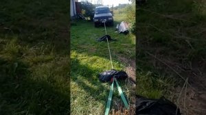 Корчуем лебедкой большой кустарник