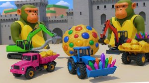 Мультики для малышей. Мультики про машинки - Добыча камней с помощью экскаватора. Машинки мультики